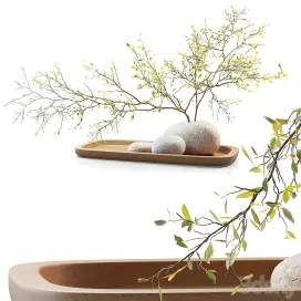 Plum branch in a stone vase